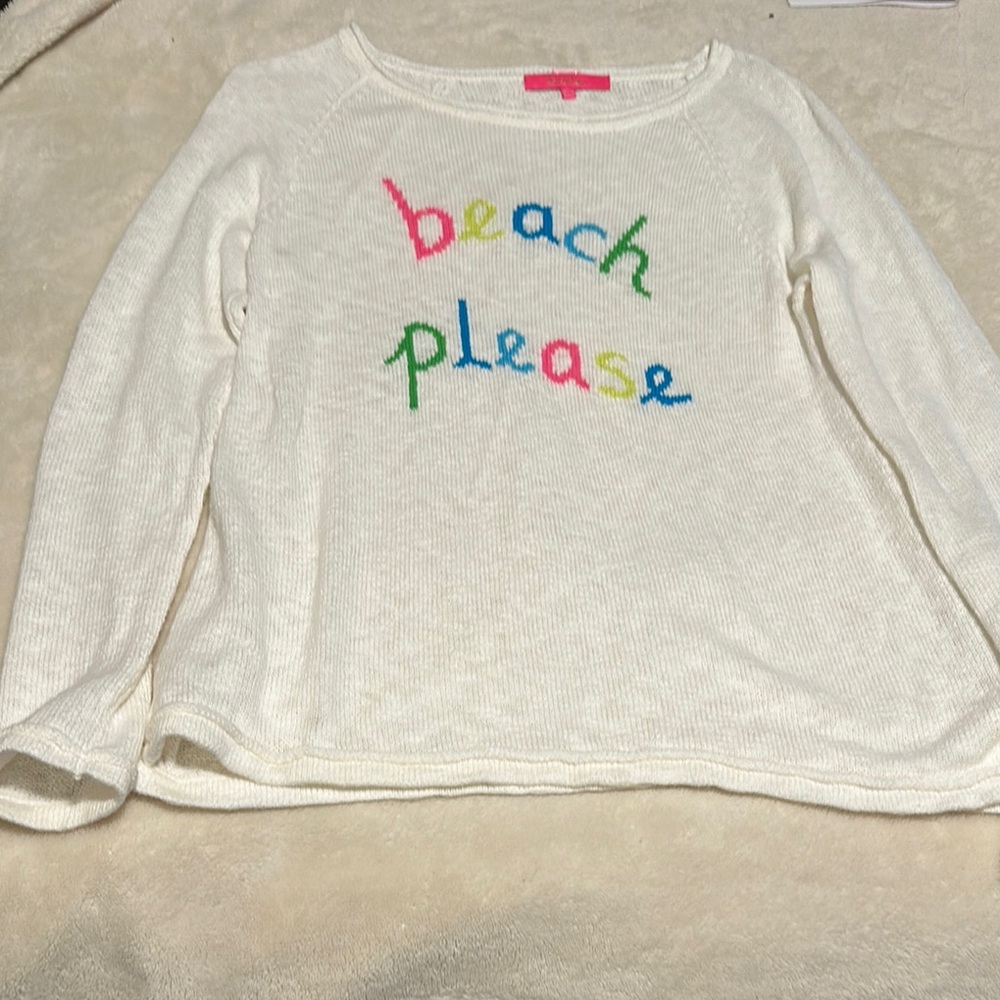 Lilly Pulitzer Danette Sweater in Resort White Beach Please Intarsia